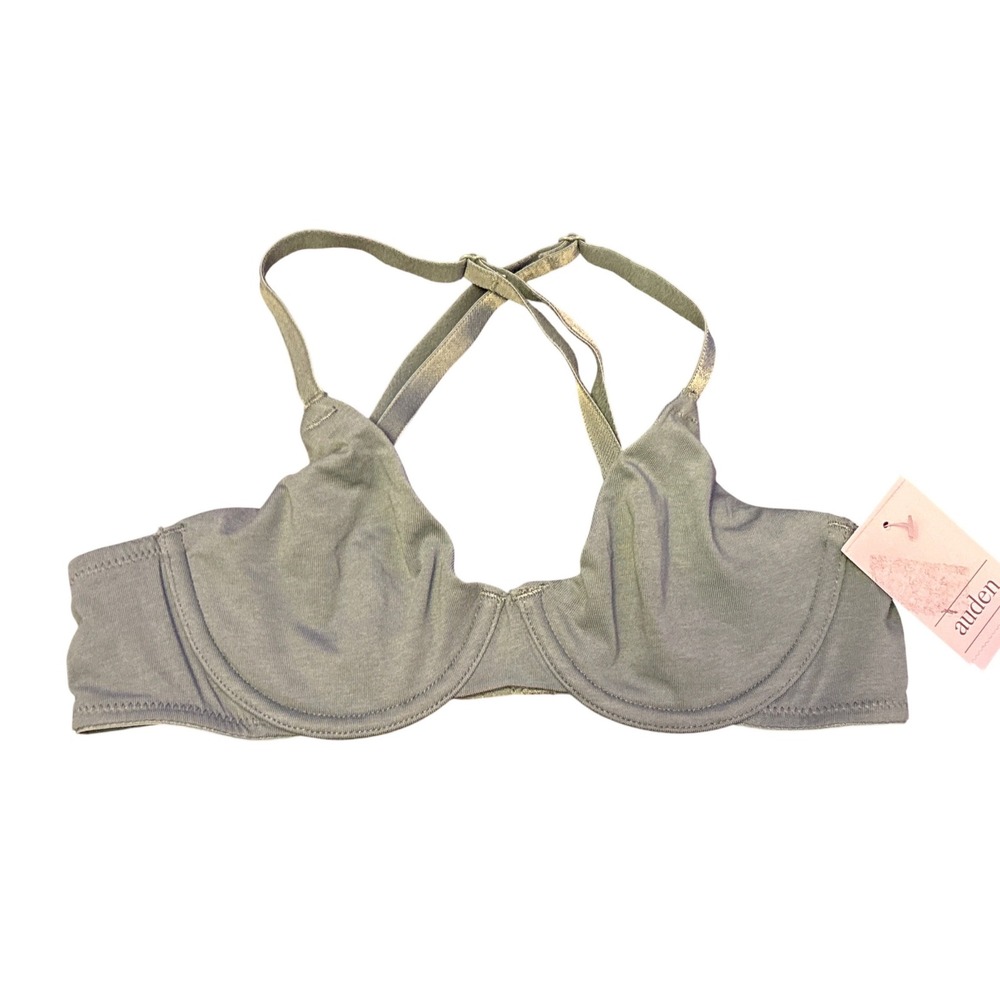 NEW Auden Sage Green Cotton Stretch Unlined Comfort Wire Demi Coverage Bra 32A
